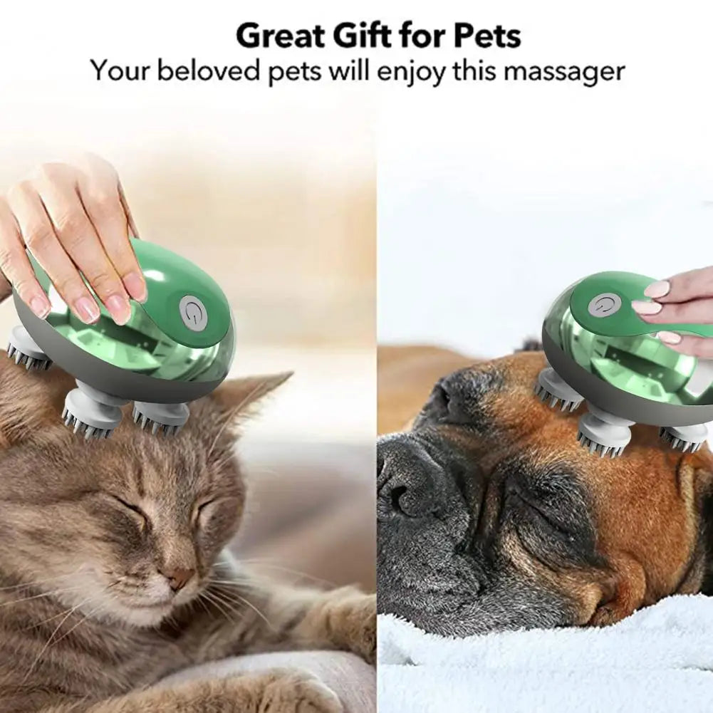 Cat Massager Waterproof Soft Head Comfortable Adjustable Modes Handheld Electric Scalp Massager Pet Supplies