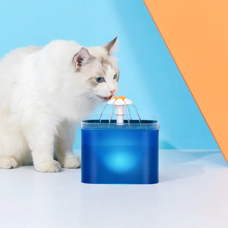 Keep Your Pets Hydrated with Our 2L Automatic Cats and Dogs Water Fountain - LED Lighting, USB Powered Pet Water Dispenser with Recirculate Filtration