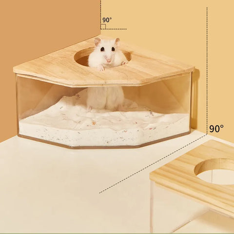 Hamster Bathroom House Sandbox Full Transparent Urine Sand Basin Golden Bear Supplies Sand Bath Container Small Pet Bathroom