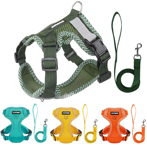 No Pull Small Dog Harness and Leash Set Breathable Puppy Chest Strap Reflective Pet Harness Vest 4-point Adjustment Chihuahua