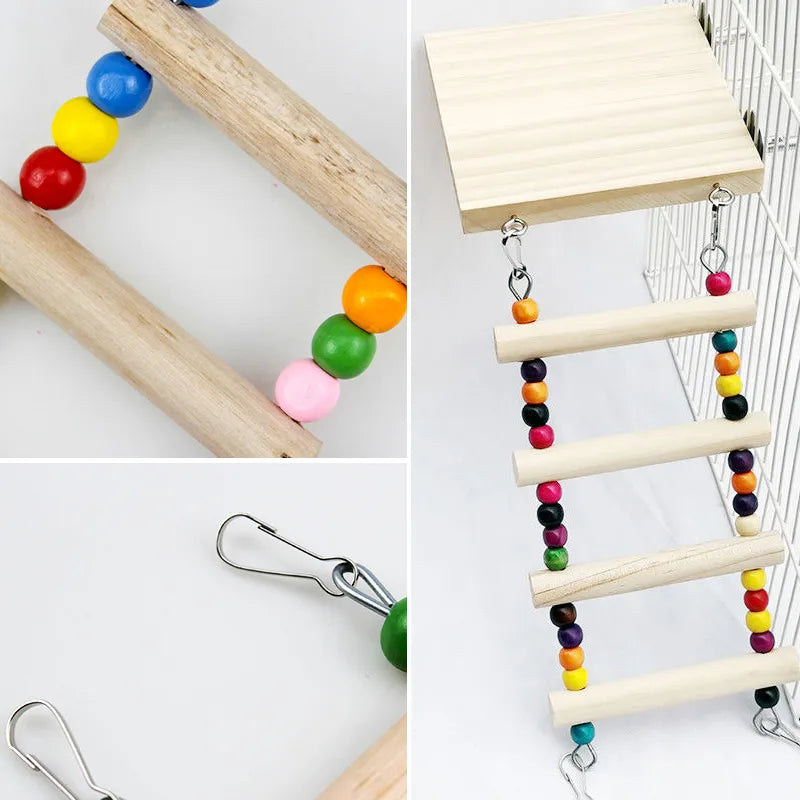 Parrot Pet Bird Wood Ladder Climb Cableway Hamster Toys Rope Parrot Bites Harness Cage Parakeet Budgie Home