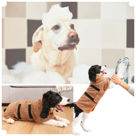 Pet Drying Coat Absorbent Bathrobe Towel Large Medium Small Dog Super Fast Drying Moisture Bath Bags Robe Soft Adjustable