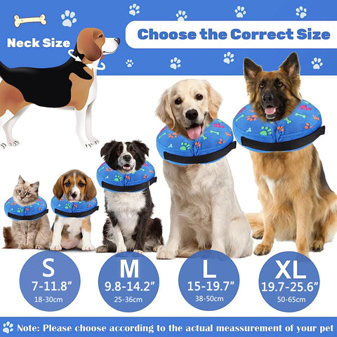 Dog Inflatable Cone Collar Adjustable Washable Pet Recovery Cone After Surgery Protective Collar for Large Medium Small Dogs Cat