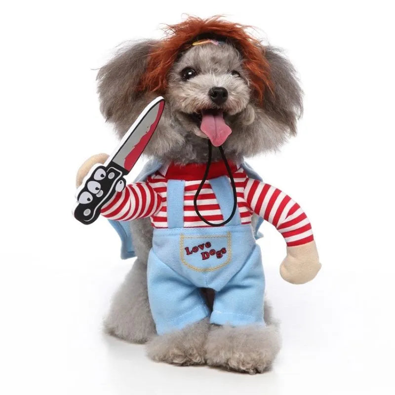 Dog Cat Pet Funny Costume Chucky Deadly Doll Cosplay Party Dog Fancy Dress Halloween Pet Funny Clothes Cat Costume Pet Supplies