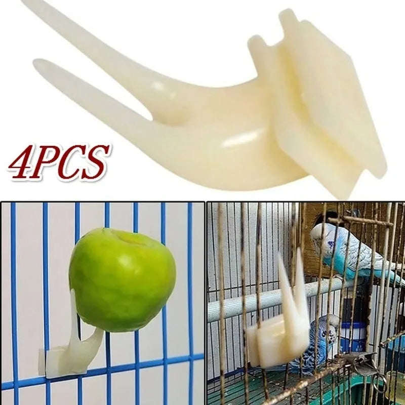 4Pcs Birds Parrots Fruit Fork Pet Supplies Plastic Food Holder Feeding on Cage Pet Supplies