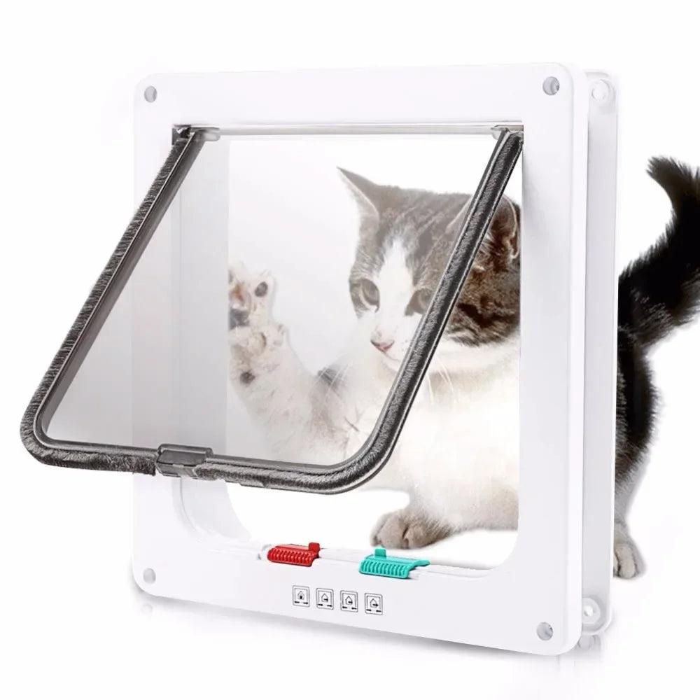 Secure Pet Access: Dog & Cat Door with 4-Way Lock, Perfect for Kittens & Small Dogs