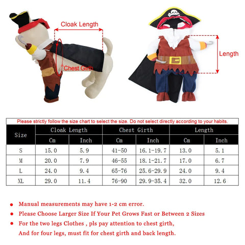 Funny Halloween Pet Dog Costumes Pirate Suit Cosplay Clothes For Small Medium Dogs Cats Chihuahua Puppy Clothing Pet Products