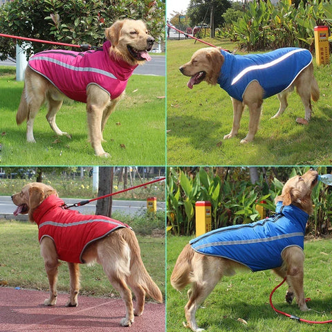 Waterproof Dog Clothes for Large Dogs Winter Warm Big Dog Jackets Padded Fleece Pet Coat Safety Reflective Design Dog Clothing