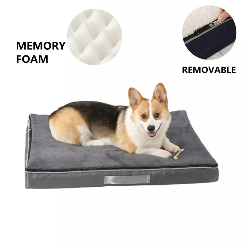 Large Shredded Plush Memory Foam Dog Bed with Removable Washable Cover Orthopedic Pet Cat Mat Cushion with Waterproof Lining
