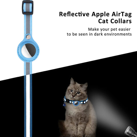 Anti-Lost Cat Collar with AirTag Holder: Durable Comfort, Reflective Safety, Bell Alert - Keep Your Cat Connected & Cozy